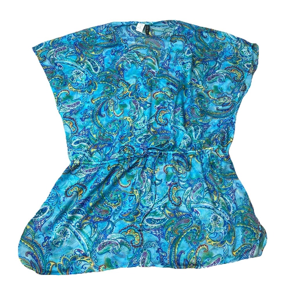 LAUREN RALPH LAUREN Carnival Paisley Mesh Tunic Cover Up XL Swim Resort Beach